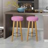 Kit 4 Banqueta Alta Elegance Bar Balcão Cozinha Bancada Pé Castanho Suede Rose - Móveis Mafer BANQUE - 5