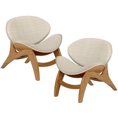 Kit 2 Poltronas Decorativa Orgânica Sala Living Kadosh L02 Linho Palha - Lyam Decor