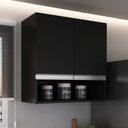 Ver imagem 5 de Armário Aéreo Multiuso 2 Portas 60cm com Nicho 100% Mdf Cor:preto