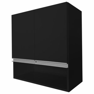 Armário Aéreo Multiuso 2 Portas 60cm com Nicho 100% Mdf Cor:preto