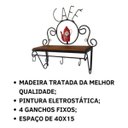 Ver imagem 3 de Cantinho do Café Prateleira Artesanal em Ferro e Madeira com 4 Ganchos 40x15:laranja