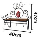 Ver imagem 2 de Cantinho do Café Prateleira Artesanal em Ferro e Madeira com 4 Ganchos 40x15:laranja
