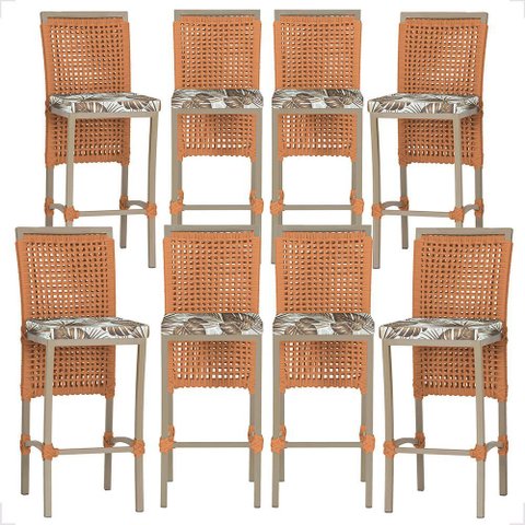 8 Banqueta em Alumínio Roma Fendi Corda Náutica Tecido 6