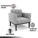 Ver imagem 3 de Poltrona Decorativa Karen Pés Fixo em Madeira Preto Suede Cinza G19 - Gran Belo