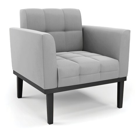 Poltrona Decorativa Karen Pés Fixo em Madeira Preto Suede Cinza G19 - Gran Belo