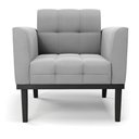 Ver imagem 6 de Poltrona Decorativa Karen Pés Fixo em Madeira Preto Suede Cinza G19 - Gran Belo