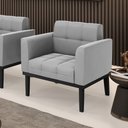 Ver imagem 2 de Poltrona Decorativa Karen Pés Fixo em Madeira Preto Suede Cinza G19 - Gran Belo