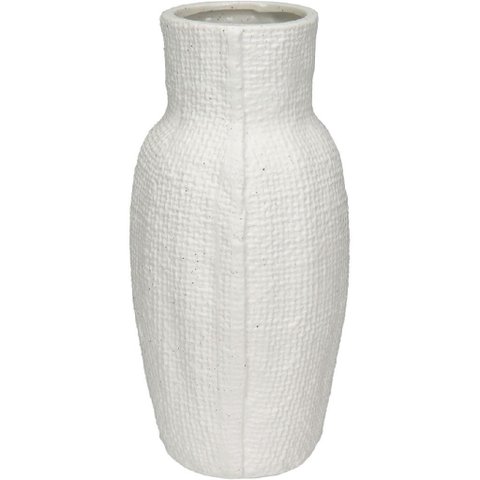 Vaso Decorativo Enfeite Casa Home&Co Cerâmica 30x10x10cm Marfim