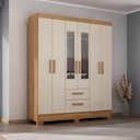Ver imagem 2 de Guarda Roupa Casal com Espelho 6 Portas Fortaleza Canelato com Off White Atualle