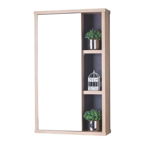 Armário para Banheiro Milano de Parede 1 Porta MDP 42cm Grafite e Carvalho Pontto Lavabo 42cm