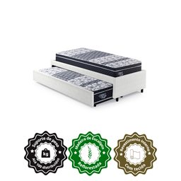 Bicama Box Solteiro Courino Linho Branco 88x188 com Dois Colchões Gransleep Molas Verticoil Ecoflex - 6