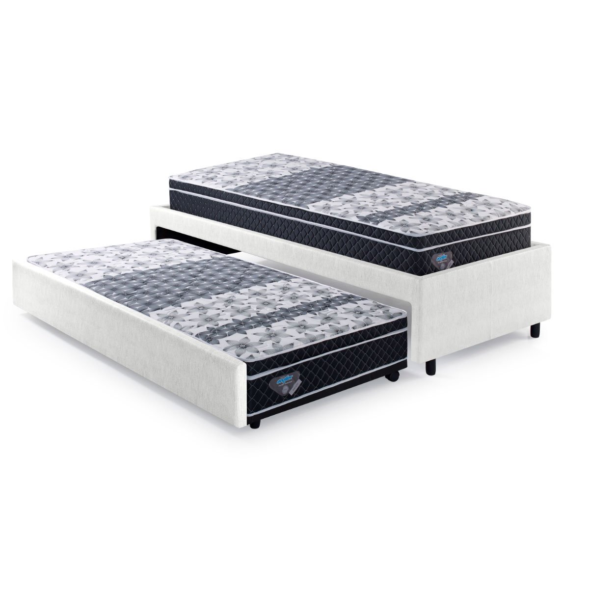 Bicama Box Solteiro Courino Linho Branco 88x188 com Dois Colchões Gransleep Molas Verticoil Ecoflex - 5