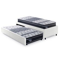 Bicama Box Solteiro Courino Linho Branco 88x188 com Dois Colchões Gransleep Molas Verticoil Ecoflex - 5