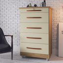 Ver imagem 2 de Cômoda para Quarto com Chave 5 Gavetas Emas Primus:Pérola/Mel