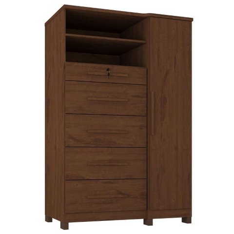 Cômoda Imperio 5 Gavetas 1 Porta 2 Nichos MDP Cinamomo Milani Movelaria