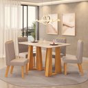 Ver imagem 6 de Mesa Karen 136 Cedro Off White com Kit 4 Cadeiras Sara Cedro Veludo Creme-DJ Móveis