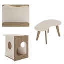Ver imagem 2 de Conjunto 3 Peças Sala Estar Apoio Pet Mesa de Centro Orgânica e Painel Lumiere Bege Carvalho/Off White