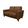 Sofá Decorativo Emily 2 Lugares Sala de Estar 145cm Pés em Eucalipto Couro Caramelo Brilho - 1