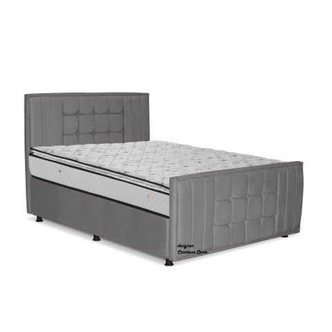 Cama com Cabeceira Casal Estofada Uvaia 140cm Suede: Cinza