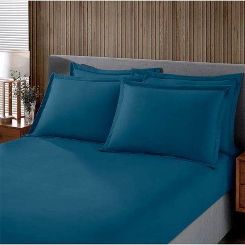 Jogo de Cama Buettner Solteiro King Malha Liso 2 Peças Image Azul Marinho
