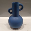 Ver imagem 2 de Vaso Decorativo de Cerâmica Azul 20x12x12cm Enfeite Sala Mesa Estante Aparador