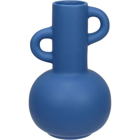 Vaso Decorativo de Cerâmica Azul 20x12x12cm Enfeite Sala Mesa Estante Aparador