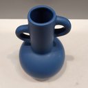 Ver imagem 4 de Vaso Decorativo de Cerâmica Azul 20x12x12cm Enfeite Sala Mesa Estante Aparador