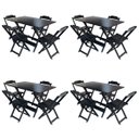 Ver imagem 1 de Kit 4 Jogos de Mesa com 4 Cadeiras de Madeira Dobrável 120x70 para Bar e Restaurante - Preto