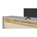Ver imagem 3 de Rack para Tv Retrô com Led Requinte Cinza com Off White - Gelius Móveis