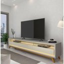 Ver imagem 2 de Rack para Tv Retrô com Led Requinte Cinza com Off White - Gelius Móveis
