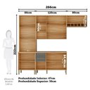 Ver imagem 4 de Cozinha Compacta Modulada 4 Peças 11 Portas com Vidro e Tampo 266cm 100% MDF Itália Espresso Móveis Cinza/Amêndoa/Chumbo