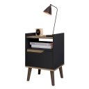 Ver imagem 2 de Mesa de Cabeceira Retrô com Pés Palito de Madeira Gabriela:preto/freijó
