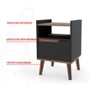 Ver imagem 3 de Mesa de Cabeceira Retrô com Pés Palito de Madeira Gabriela:preto/freijó