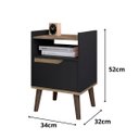 Ver imagem 4 de Mesa de Cabeceira Retrô com Pés Palito de Madeira Gabriela:preto/freijó
