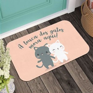 Tapete Capacho "louca Dos Gatos" (eco Slim) - Like Geek