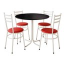 Ver imagem 1 de Mesa de Jantar Redonda 80cm Preta com 4 Cadeiras Estofada Branca