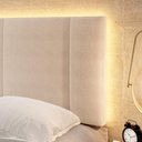 Ver imagem 3 de Cabeceira Casal Estofada com Led - Boucle Bege