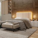Ver imagem 7 de Cabeceira Cama Box Estofada Casal 1,40 Boucle Bege com LED