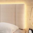 Ver imagem 3 de Cabeceira Cama Box Estofada Casal 1,40 Boucle Bege com LED