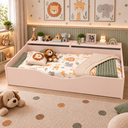 Ver imagem 2 de Cama Berço Montessoriana Juvenil c/ 2 Baús e Colchão 100%MDF:Rosa