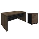 Ver imagem 1 de Mesa para Escritório 160cm e Gaveteiro com Rodízios Corp A06 Charuto/preto - Mpozenato