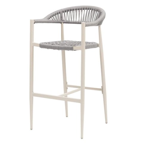 Banqueta Alta Trancoso Rivatti 105 Cm (altura) Estrutura em Alumínio Areia e Corda Náutica Cinza