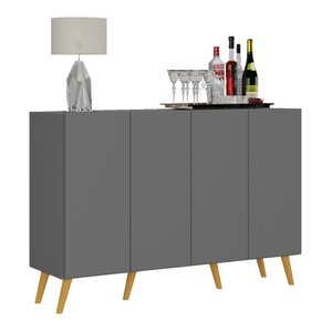 Aparador Buffet 4 Portas Retrô Veneza Multimóveis V3556 Grafite/Natural