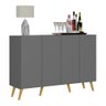 Aparador Buffet 4 Portas Retrô Veneza Multimóveis V3556 Grafite/Natural - 2
