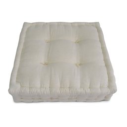 Futon Turco 50x50x12cm - Tecido Viscose C/ Algodão Cotelê - Cor Cru - 1
