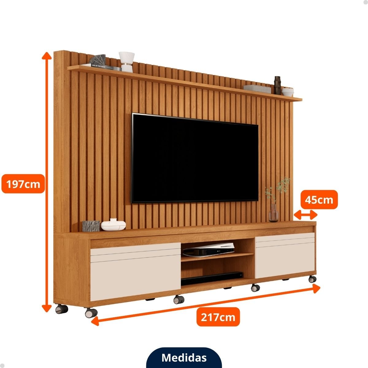 Estante Home Theater Tv até 75"- Nature/off White - Mod.2065 - 7