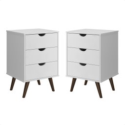 Conjunto 2 Mesas de Cabeceira 3 Gavetas Grecia Plus Quarto:branco - 1