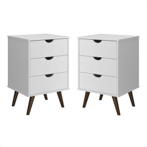 Conjunto 2 Mesas de Cabeceira 3 Gavetas Grecia Plus Quarto:branco