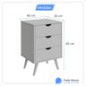 Conjunto 2 Mesas de Cabeceira 3 Gavetas Grecia Plus Quarto:branco - 5