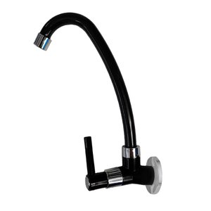 Torneira Abs Preta Cromada Pia Cozinha Parede - 1167